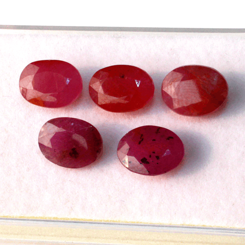 5 Pcs Mozambique Natural Ruby Untreated 9.8mm-10.3mm Oval Faceted Cut Gemstones - Picture 3 of 9