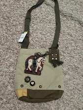 New Chala Handbag Patch Crossbody Canvas Bag - HORSE - Sand (9279)
