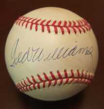 TED WILLIAMS SIGNED RAWLINGS OFFICIAL ML BASEBALL W/ UDA COA,VELVET BAG & BOX