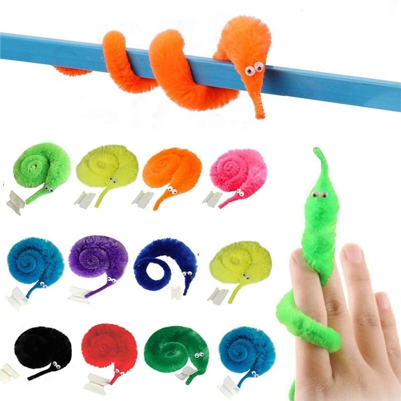 12pcs Magic Worm Toy Worm On A String Fuzzy Wiggly Worm Twisty Toy