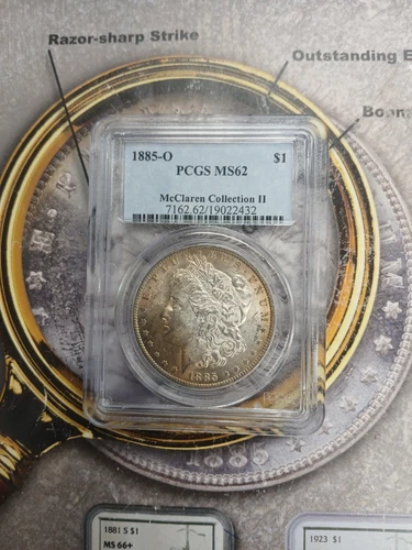 Silver 1885 O Morgan Dollar PCGS MS62 MCCLAREN  Collection 11 -Toned     TP-9330