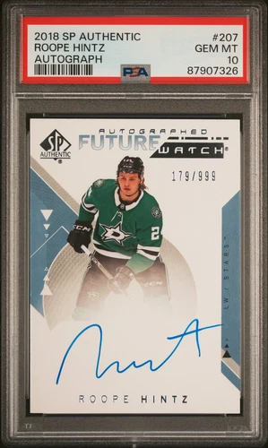 2018 SP Authentic Future Watch RC Auto Roope Hintz #207 PSA 10