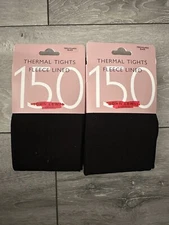 2 Packs John Lewis 150 Denier Fleece Lined Thermal Tights Black Size M/L