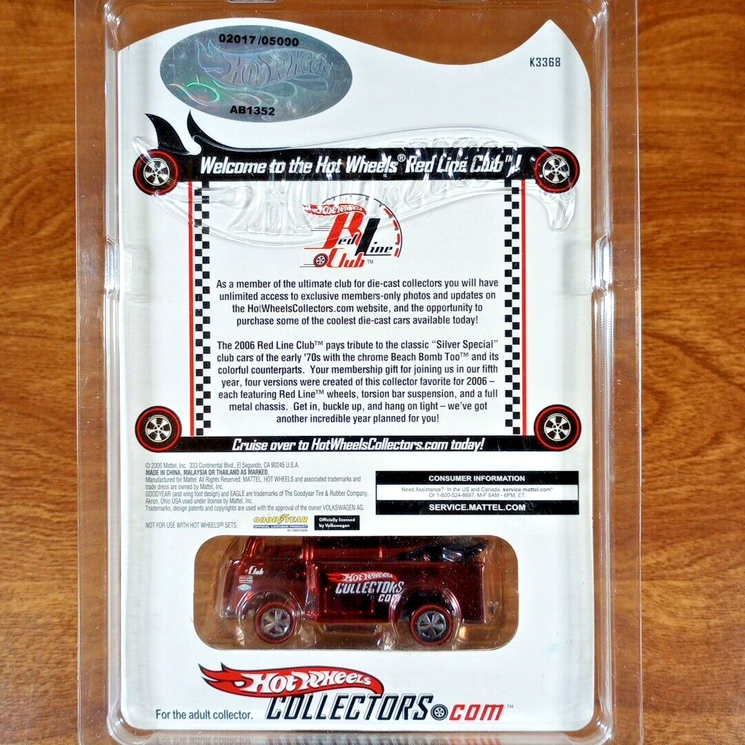 Hot Wheels RLC Club Exclusive Beach Bomb Too 2017/5000 Red Redline