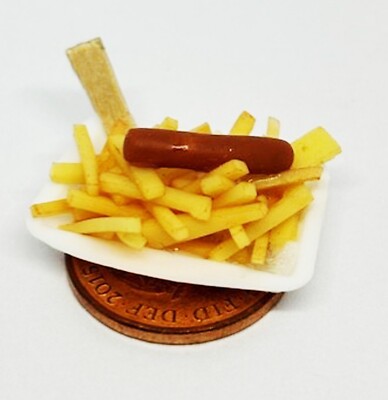 Tumdee Puppenhaus Take Away Wurst Mit Pommes Chips Essen Zubehör 1:12