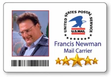 NEWMAN MAIL CARRIER SEINFELD NAME BADGE PROP HALLOWEEN COSPLAY MAGNET BACK