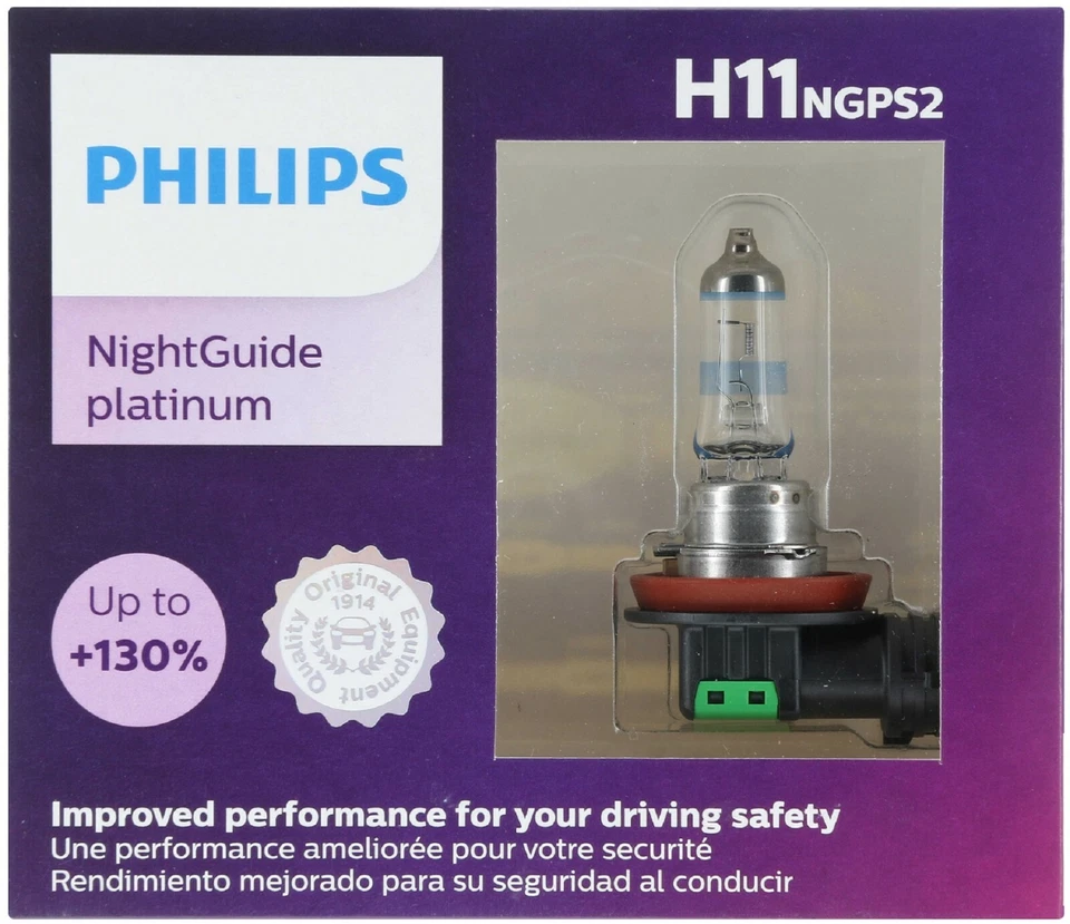 Philips Night Guide Platinum H11 55W Two Bulbs Head Light Low Beam Replace Stock - Image 2 of 4