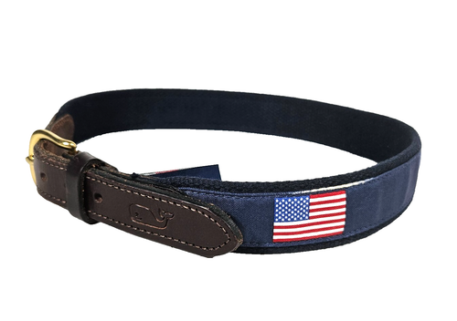 Vineyard Vines Blue USA United States Flag Belt Boys Size 26 Canvas Club