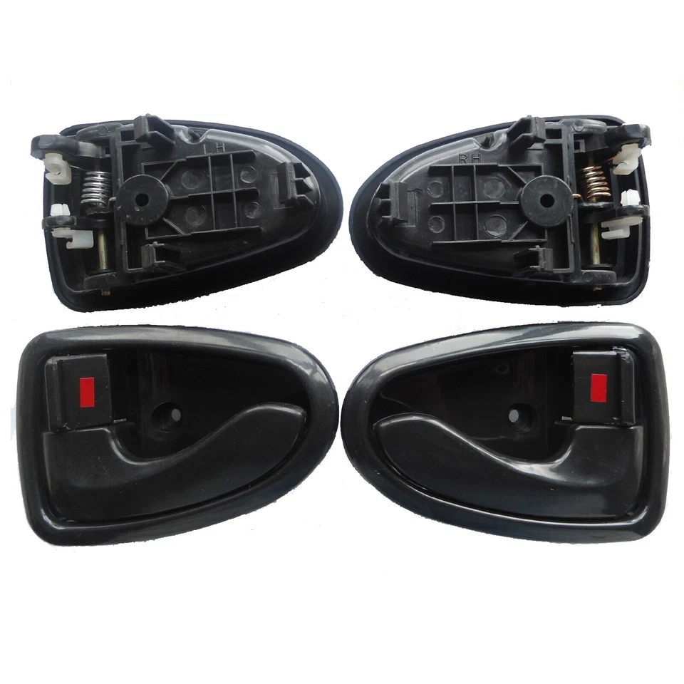 Manija de puerta delantera trasera izquierda derecha negra interior Hyundai Accent 2000-2006 4 piezas Foto 3 de 4