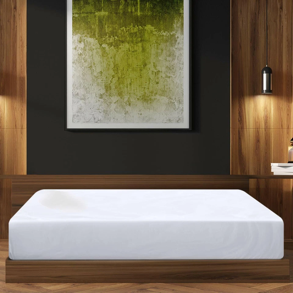 Juego de sábanas 600 hilos 100 % algodón natural 4 piezas 15"" de profundidad CalKing blanco liso Foto 2 de 4