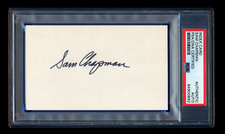SAM CHAPMAN SIGNED MINT INDEX CARD PSA/DNA AUTOGRAPHED PHILADELPHIA A's ALL STAR