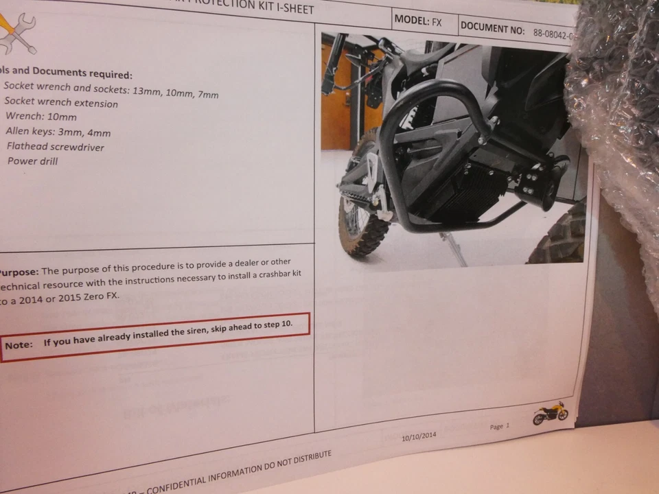 Kit de protección de barra de cuadro FX Zero Electric Motorcycles polvo negro 10-0802803 HB Foto 2 de 4