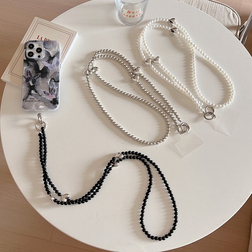 Long Phone Lanyard Love Silver Beaded Anti-Lost Chain Crossbody Neck Phone Strap - Zdjęcie 2 z 15