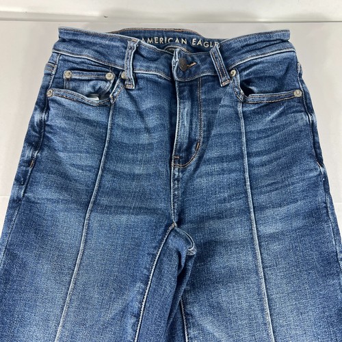 American Eagle Jean Women 25x28 Festival Flare Mid Rise Flare Blue Denim Tag 00S - Picture 2 of 21
