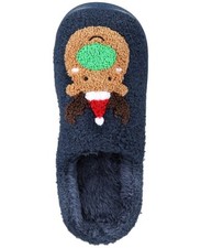 Family Pajamas Big Kid's Reindeer Closed-Toe Slippers Navy Kid Size 4-5 6-7