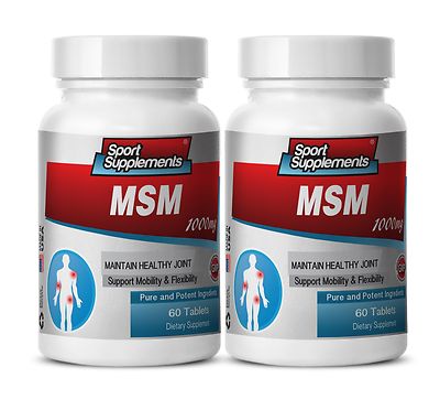 MSM 1000mg. Healthy Joints, Supports Mobility (2 Bottles) Free Shipping