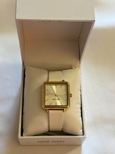 Nine West Square Face White/Goldtone Leather Ladies Watch