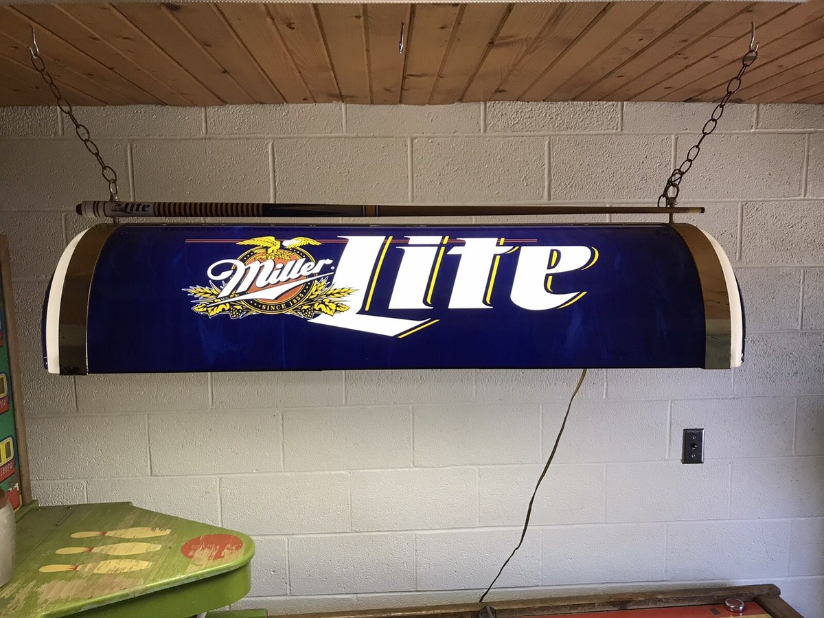 VINTAGE MILLER LIGHT POOL BILLIARDS CHANDELIER LIGHT FIXTURE 48 X