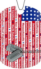USA UNITED STATES Flag Adult Dog Car Tag Chain Necklace Thank You Version