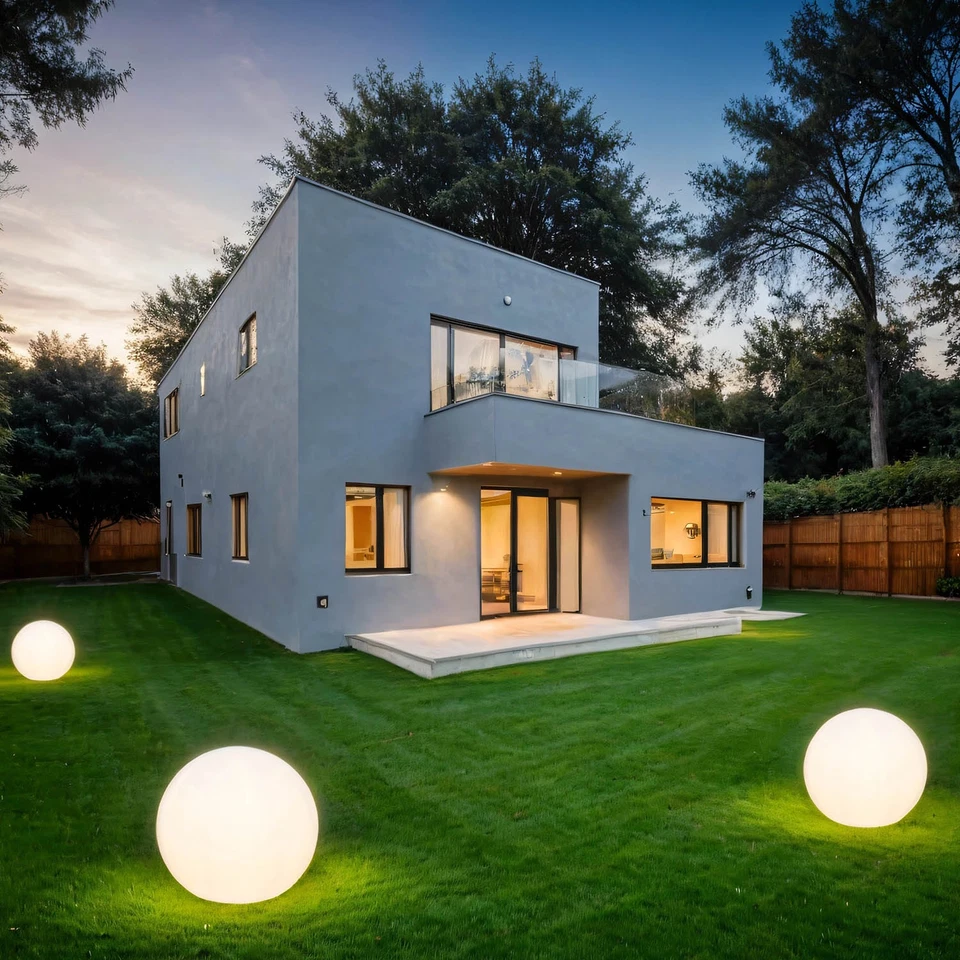 Außenlampe Wegeleuchte Kugelleuchte Weiß IP65 E27 40 cm Modern rund 45 cm Garten - Bild 3 von 4