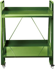 Olive Green Utility Cart with Handles and Casters by