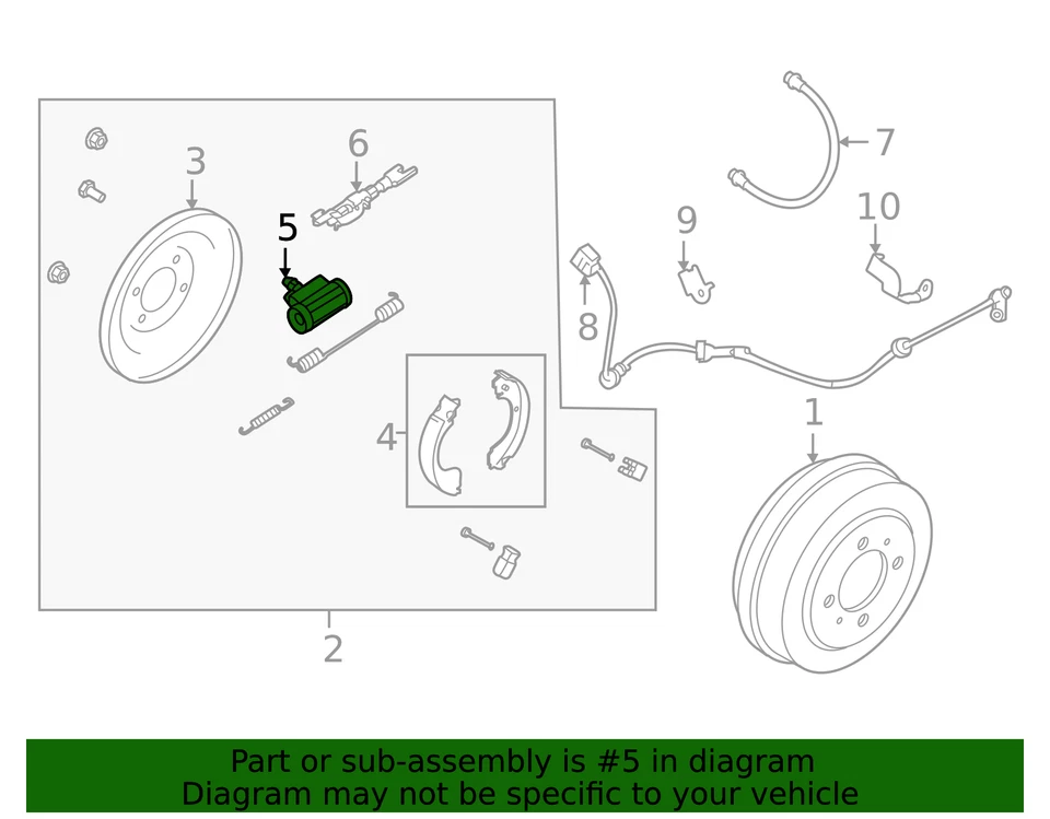 Cilindro de tambor de freio traseiro genuíno Nissan 13-23 Sentra roda esquerda ou direita Cylinde - Imagem 3 de 4