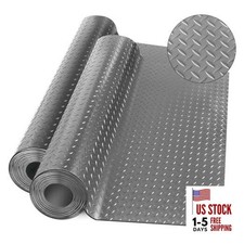 Diamond-Plate Rubber Flooring Rolls, 21FT 16IN Garage Floor Mat, 4  7Ft Grey