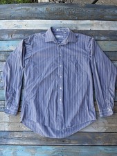 Vintage Christian Dior Dress Shirt Mens 16 34-35 Purple Striped Long Sleeve USA
