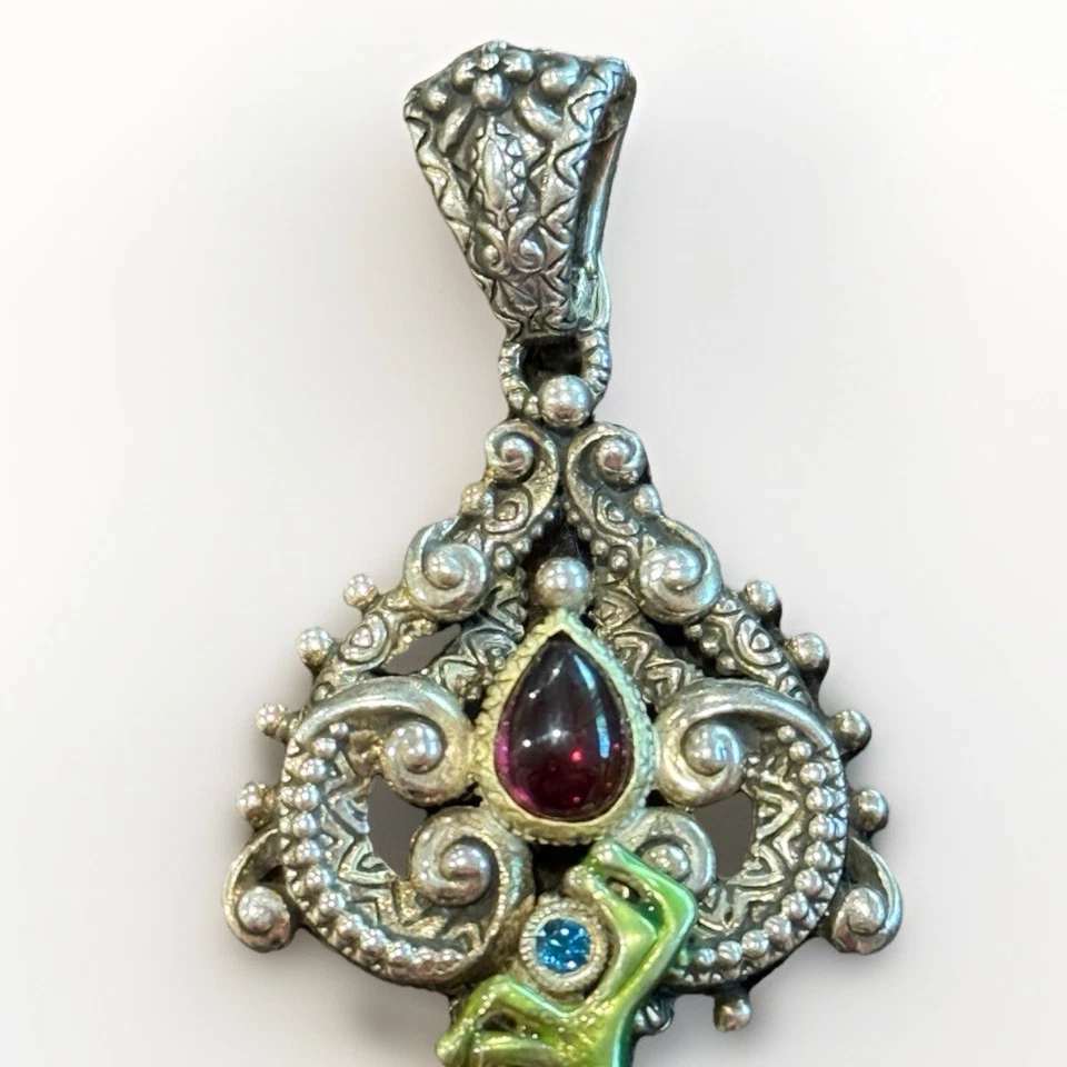 Colgante potenciador llave rana Barbara Bixby esterlina 925 y 18K acentos piedras preciosas Foto 4 de 4