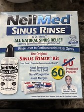 NeilMed Sinus Rinse 60 Sachets Kit  240ml Bottle Nasal Congestion and Allergies