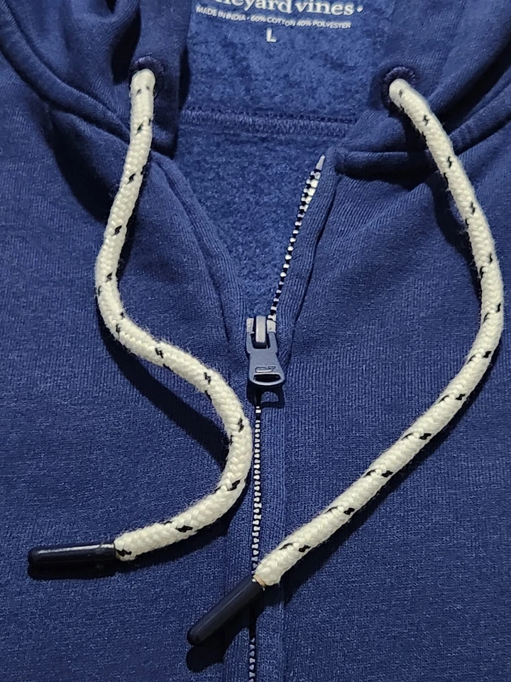 Vineyard Vines Sudadera con Capucha Para Hombres Grande Azul Cremallera Completa Chaqueta Sudadera Logotipo de Ballena SUAVE Foto 3 de 4