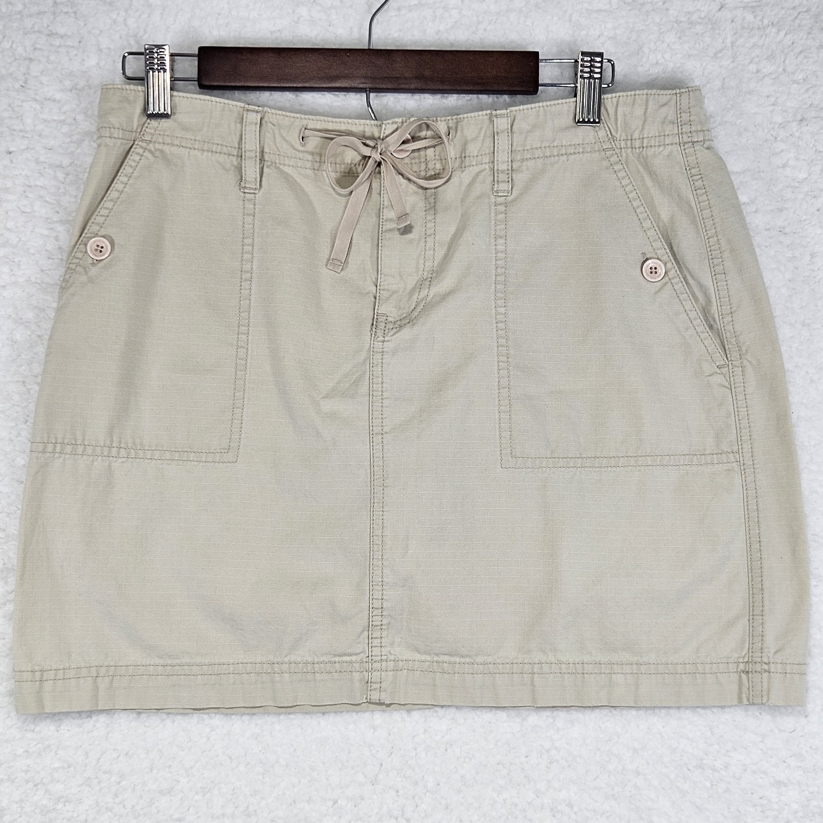 Calvin Klein Jeans Tan Khaki Drawstring Waist Mini Skirt Women's 8 Casual Party
