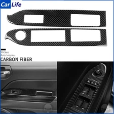 Real Carbon Fiber Front Window Lift Switch Cover For Jeep Compass Patriot 09-17
