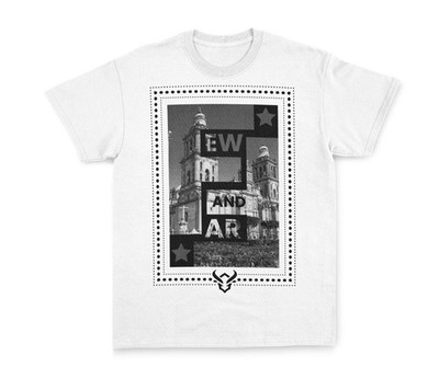 Urban Aesthetic White T-Shirt | Monochromatic Architecture Graphic