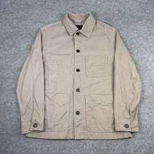 H&M Jacket Mens Small Beige Cotton Canvas Chore Overshirt Workwear Utility Field