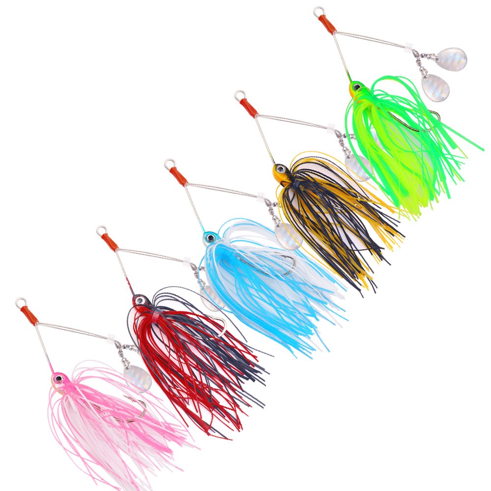 5PCS/Set Spinnerbait Fishing Lure Buzzbait 11g Blade Skirted Bait Spoon Tackle - Image 2