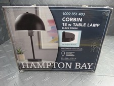 Hampton Bay Corbin 17.5 in. Black Modern Table Lamp w/ Black Metal Shade