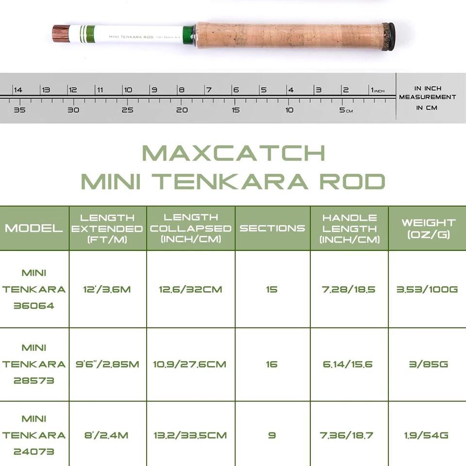 Mini caña de pescar con mosca Tenkara con sección de punta adicional 12 pies, 9 pies 6 (Tenkara Rod C... Foto 4 de 4