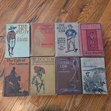 Lot 8 VTG/Antique 🌵 Books Western🌵Cowboy Gentleman's 🦂Library🌵 Decor