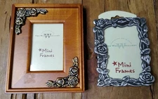 The Weston Gallery Mini Photo Frames Set Of 2 Wood And Pewter Floral 2X3 