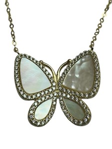 Authentic Butterfly Necklace In Silver And Yellow Gold Plated
