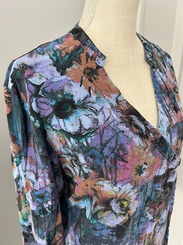 TIANELLO~STEVE BARRAZA~SMALL~MULTICOLOR FLORAL PRINT DIVA TENCEL-RAYON BLOUSE~S
