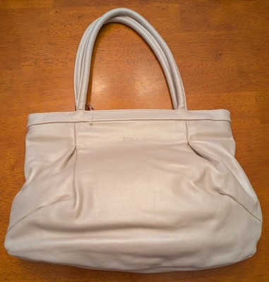 NWT $300 Furla Pearl Pink Genuine Leather Double Strap Shoulder Bag Italy