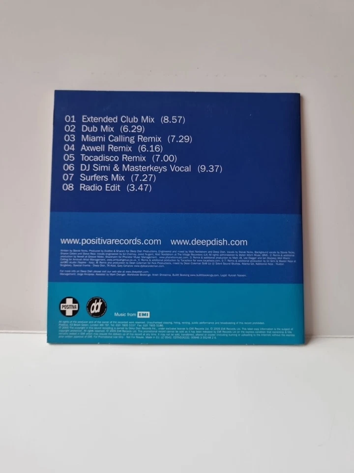 VERY RARE!! 8 TRACK UK CD PROMO OF "DREAMS" BY DEEP DISH & STEVIE NICKS FROM FLE - Image 3 of 3