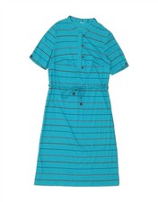 VINTAGE Womens Maxi Dress UK 12 Medium Blue Striped WD02