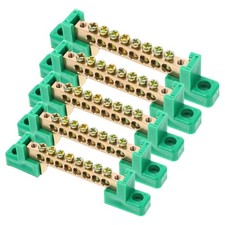 5pcs Terminal Ground Bar Screw Block Barrier Brass 8 Positions for Electrical