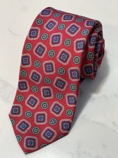 Vintage Brooks Brothers Makers Silk Tie Red Medallion USA 57.5 x 3.25