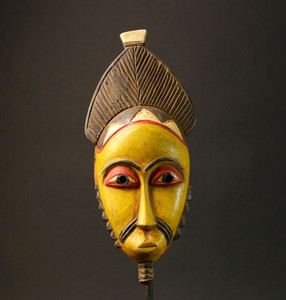 Vintage African Wooden Mask Hand Carved Tribal Art Decor Wall Mask-G2947