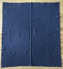 Vintage Soft Wool Blend Navy Blue Cabin Travel Stadium Throw Bed Blanket 55"x61"
