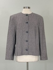 Pendleton Navy Blue and Gray Plaid Cropped Jacket - Size 16